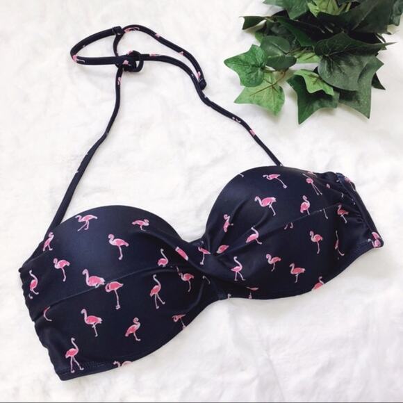 GAP Flamingo Navy Blue Twist Bandeau Bikini Top - Picture 3 of 7